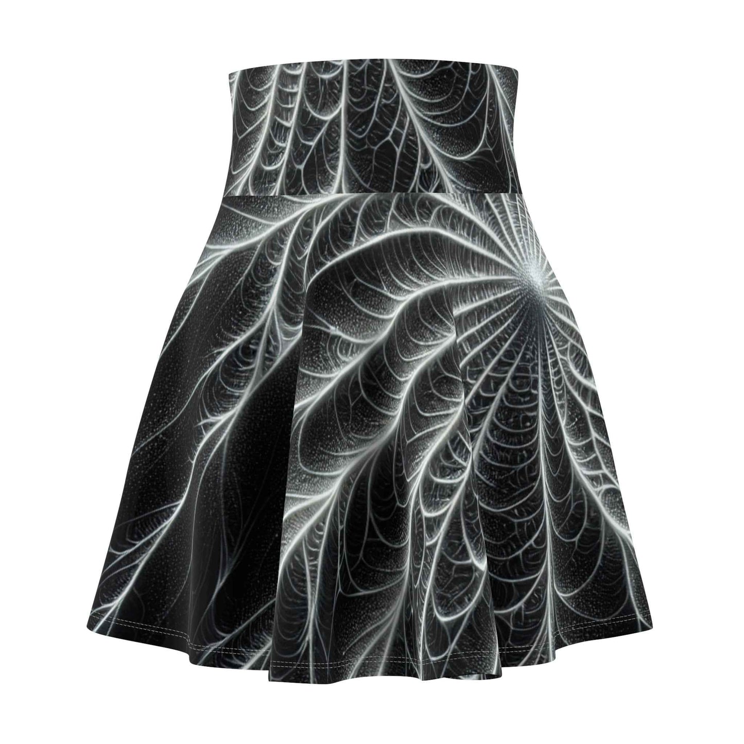 Black Spider Web Skater Skirt with Fractal Design