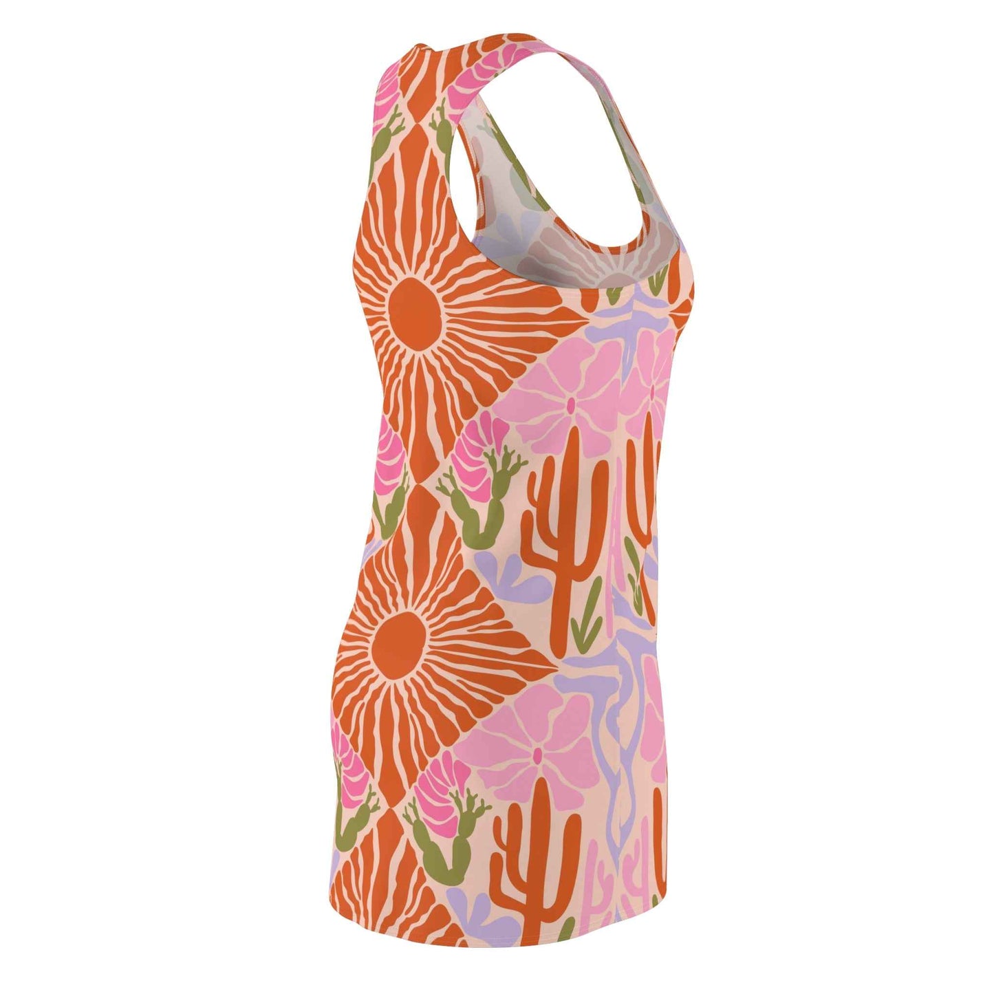 Boho Chic Sundress - Women's Sleeveless Racerback Dress, Floral Print Summer Beachwear