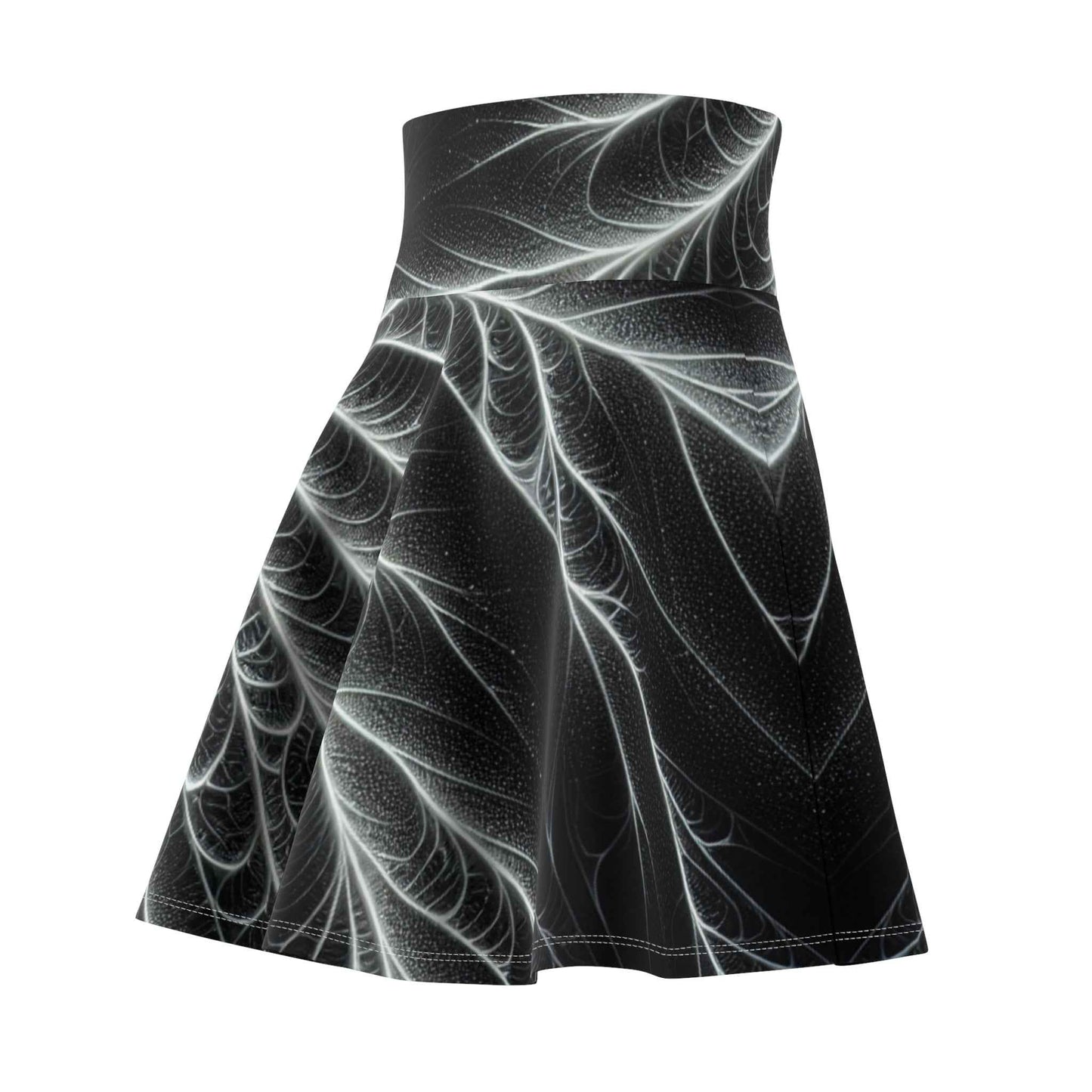 Black Spider Web Skater Skirt with Fractal Design