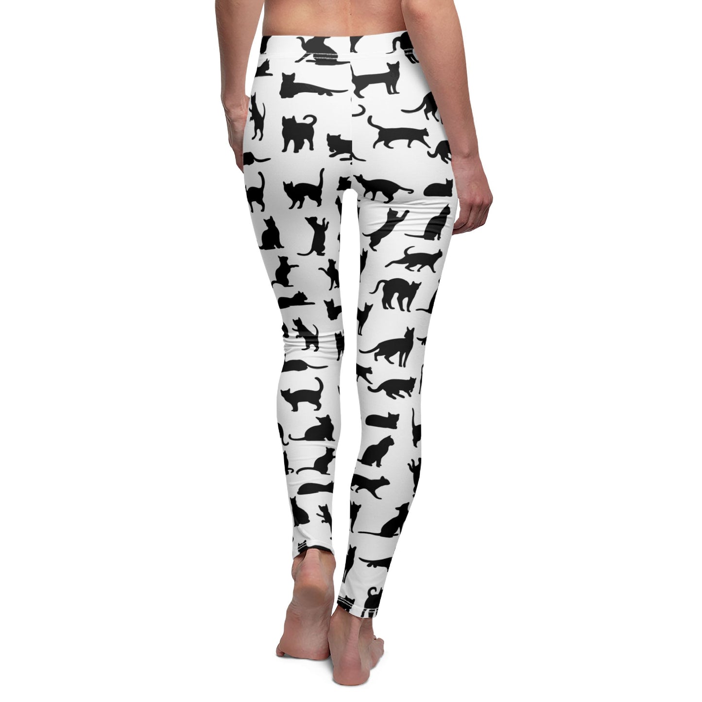Cat Silhouette Leggings - Cute Animal Print Pants for Cat Lovers, Women's Stretchy Comfy Lounge Wear and Casual Bottoms