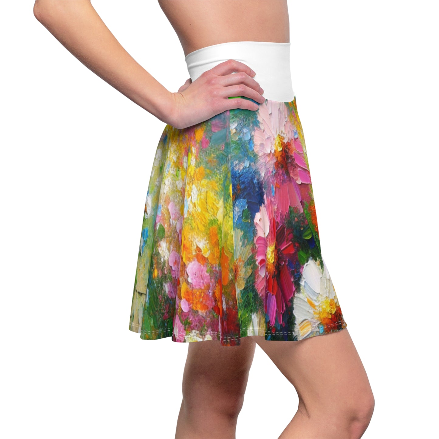 Vibrant Floral Print Skater Skirt - NestlyAura - Vibrant Floral Print Skater Skirt
