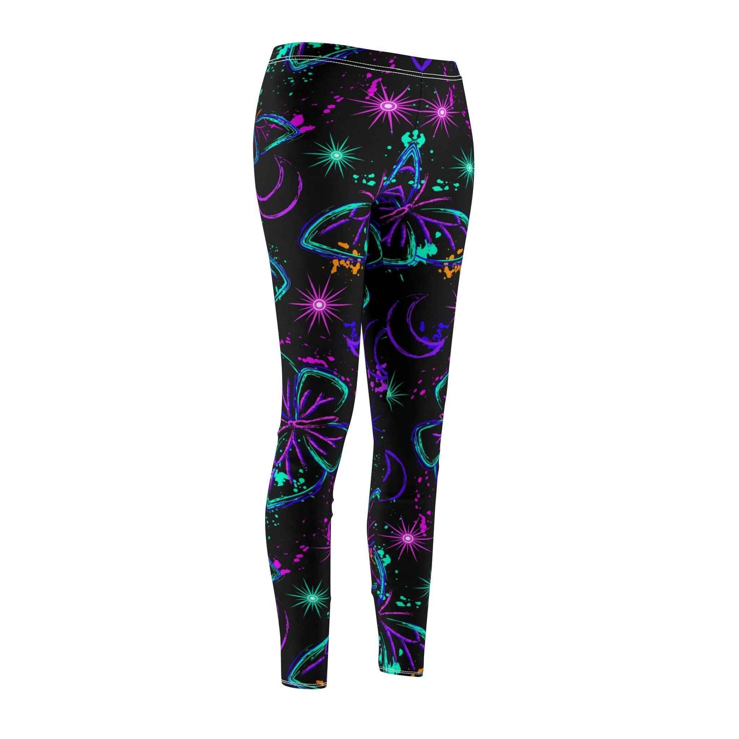 Butterfly Print Leggings for Women, Mid-rise Yoga Pants, Colorful Casual Stretch Tights