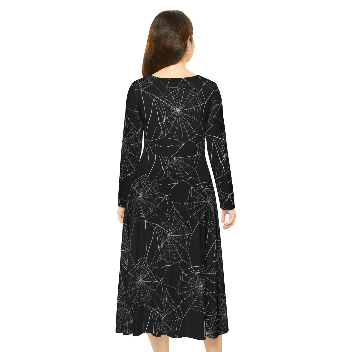 Gothic Spiderweb Dance Dress, Halloween Costume, Women's Gothic Dress, Long Sleeve Dress, Witch Dress, Spiderweb Costume
