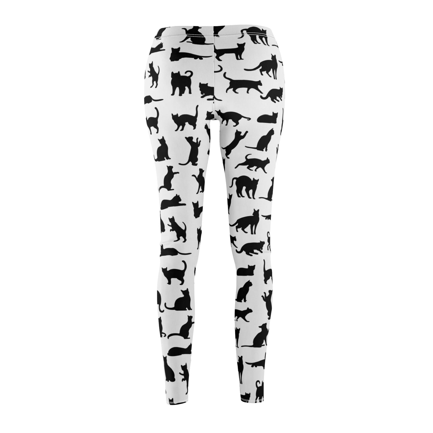 Cat Silhouette Leggings - Cute Animal Print Pants for Cat Lovers, Women's Stretchy Comfy Lounge Wear and Casual Bottoms