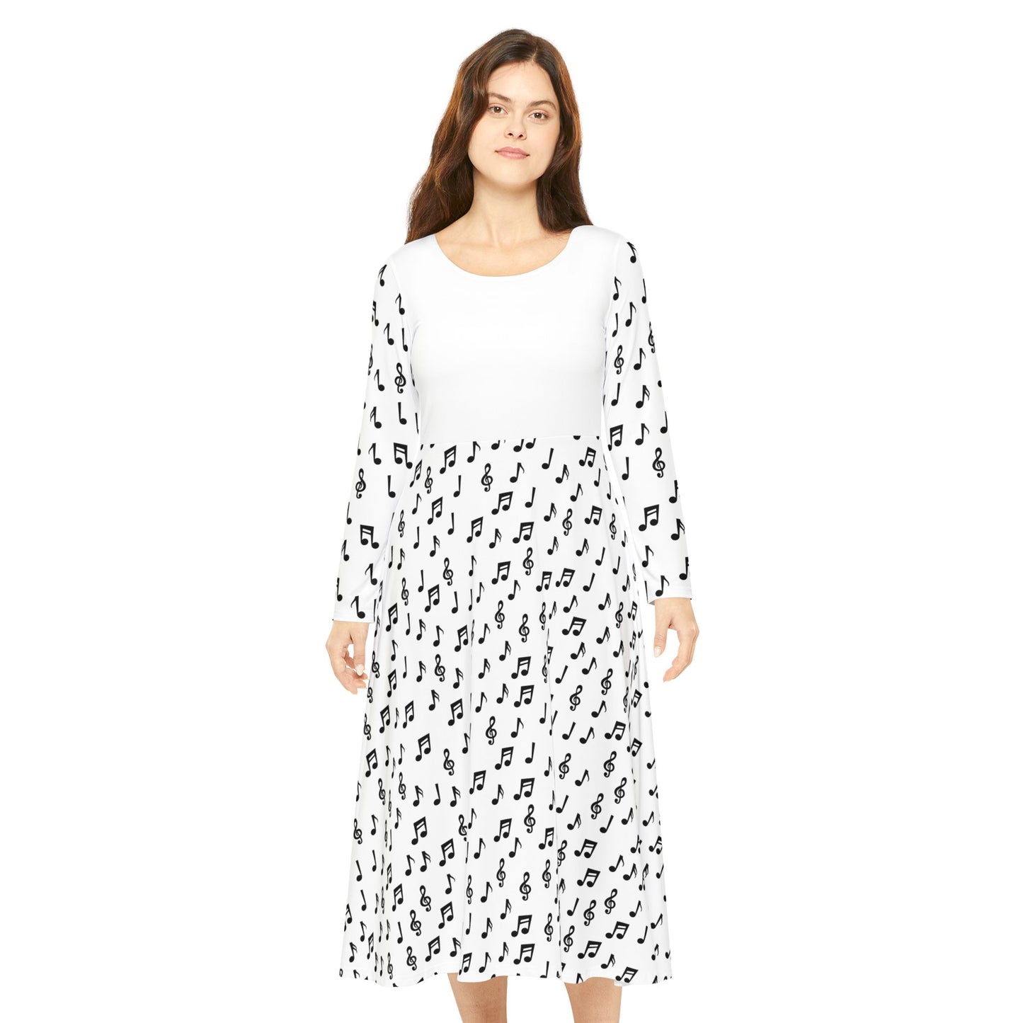Musical Note Dance Dress, Long Sleeve Dancewear for Women, Ballet Costume, Performance Outfit, Dance Recital Attire