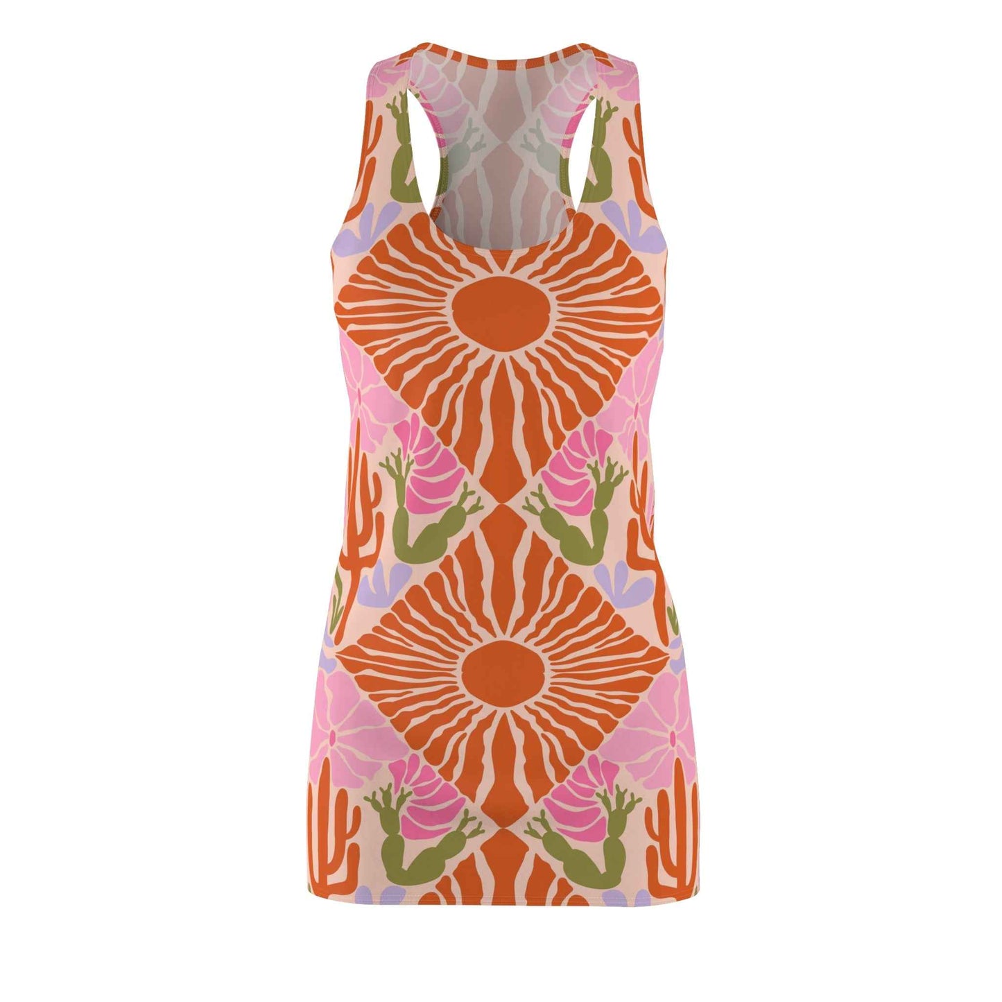 Boho Chic Sundress - Women's Sleeveless Racerback Dress, Floral Print Summer Beachwear