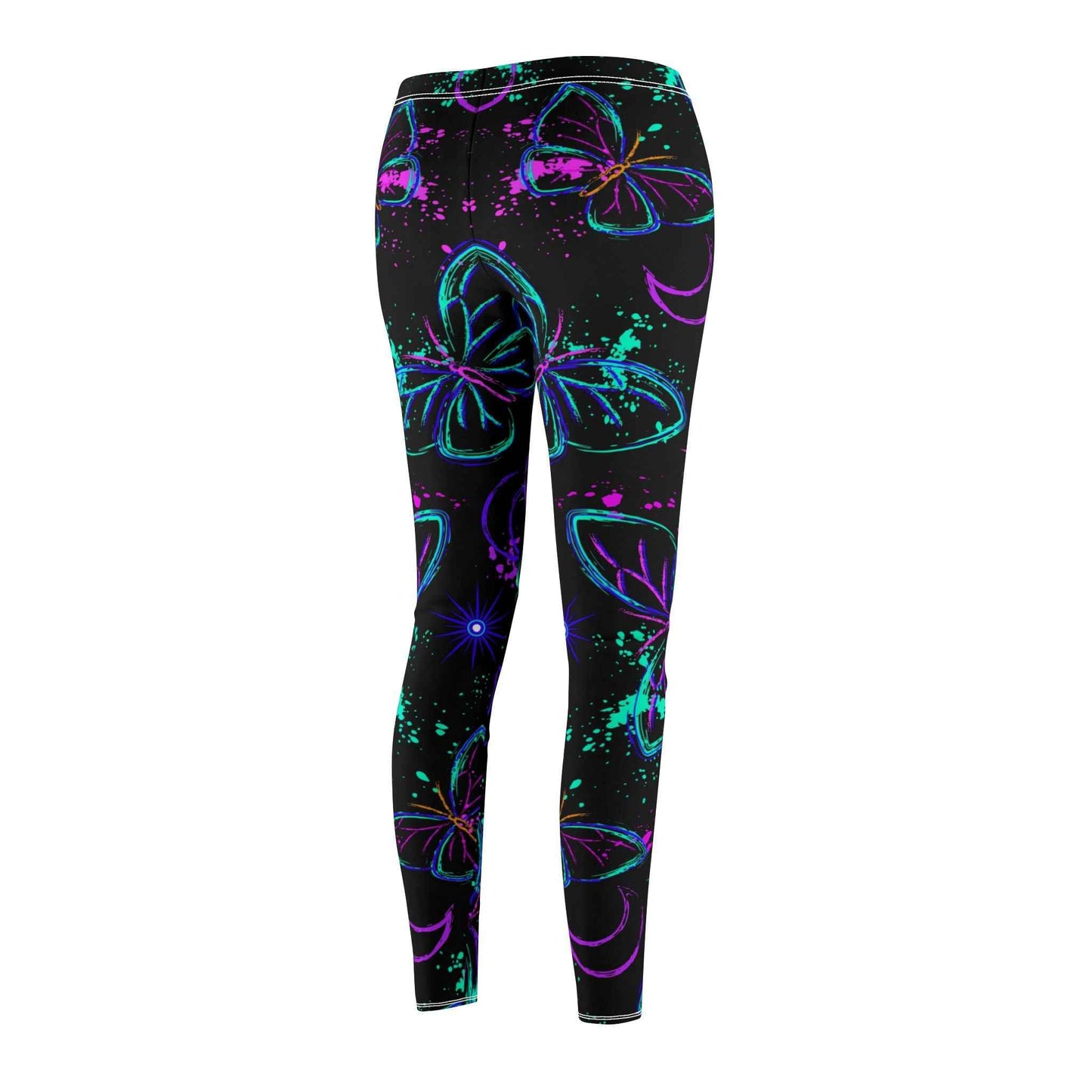 Butterfly Print Leggings for Women, Mid-rise Yoga Pants, Colorful Casual Stretch Tights