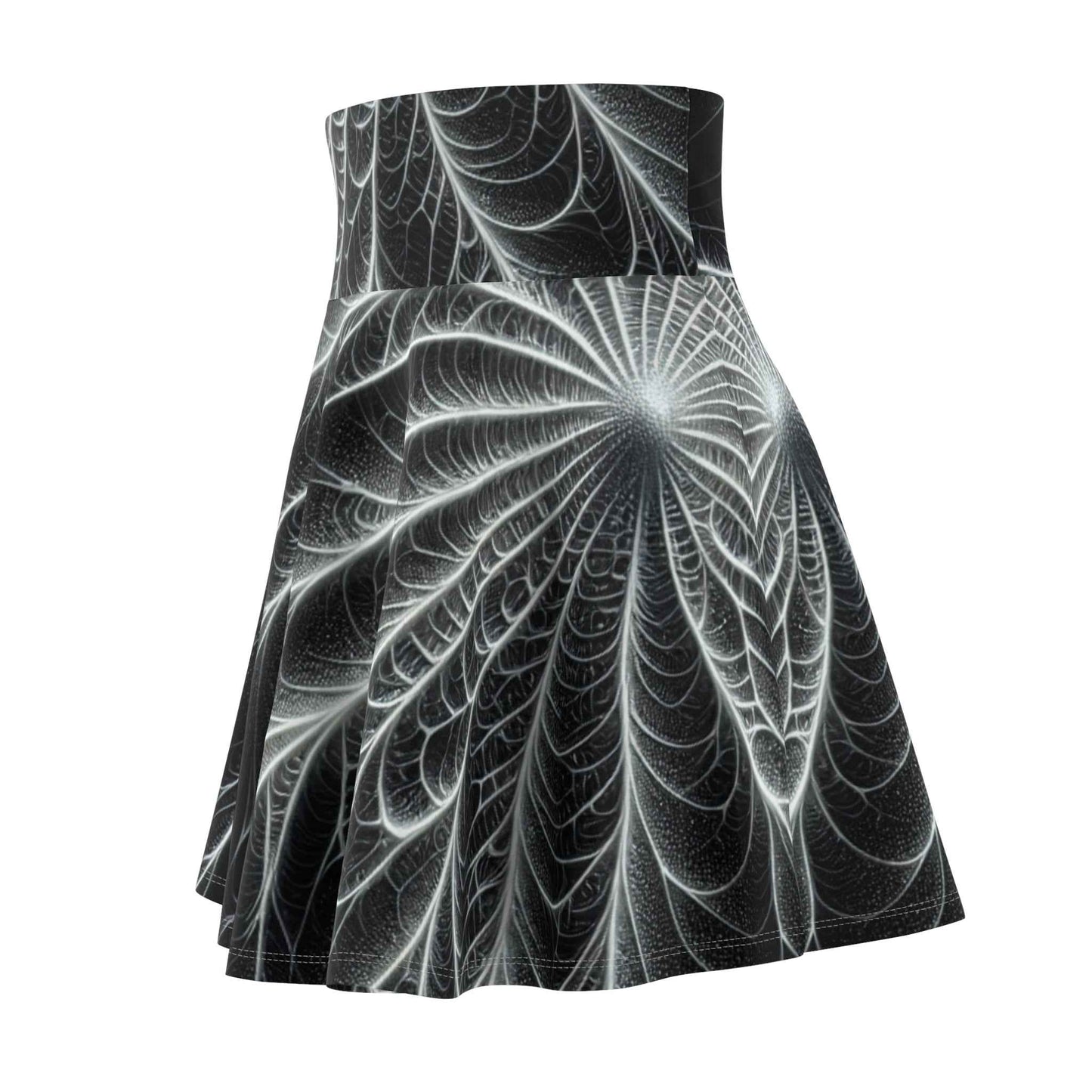 Black Spider Web Skater Skirt with Fractal Design