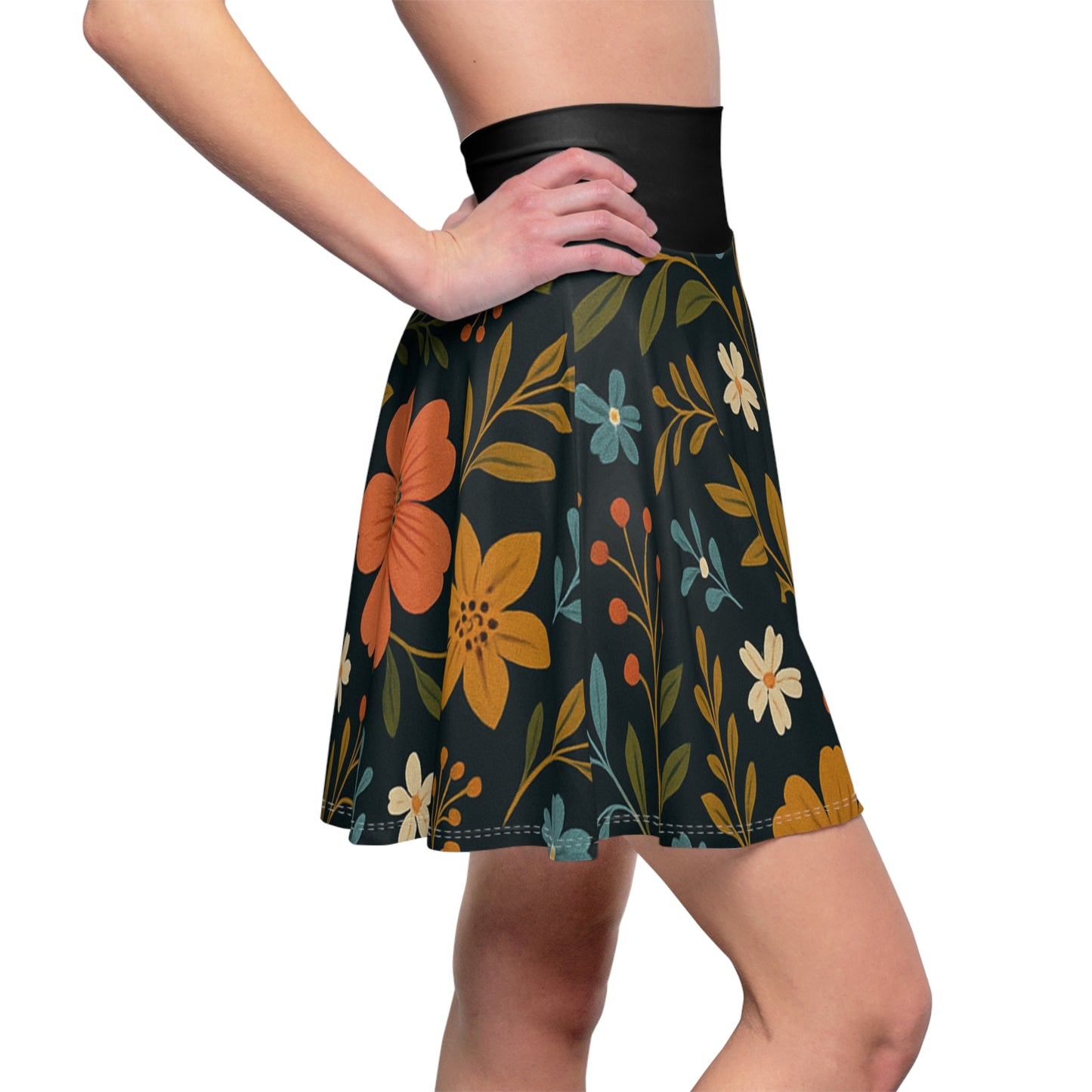 Boho Floral Skater Skirt - NestlyAura - Boho Floral Skater Skirt