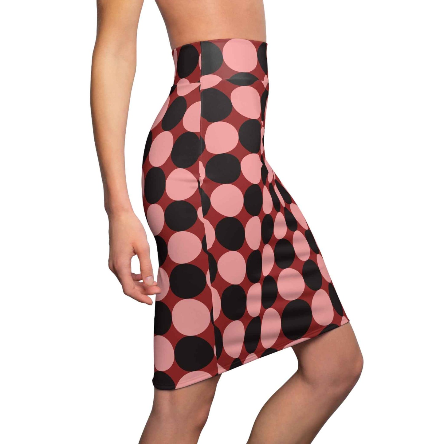 Polka Dot Pencil Skirt for Women, Trendy Black and White Midi Skirt for Elegant Office Wear