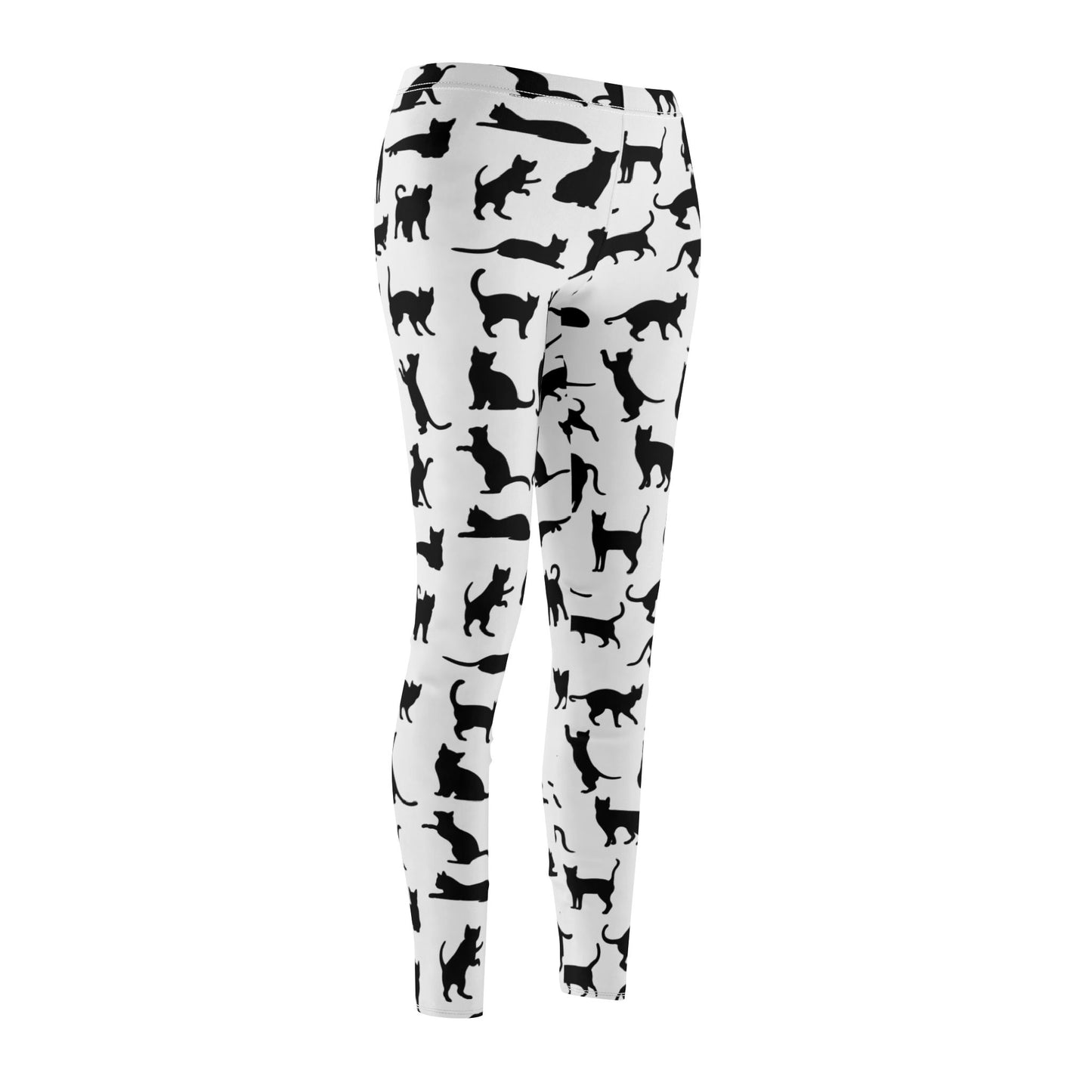Cat Silhouette Leggings - Cute Animal Print Pants for Cat Lovers, Women's Stretchy Comfy Lounge Wear and Casual Bottoms