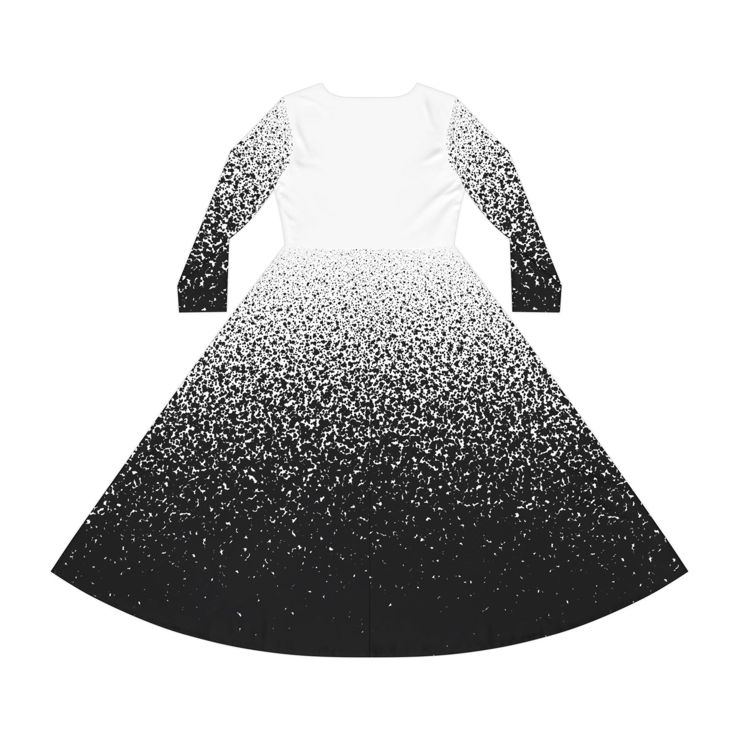 Dance Dress, Elegant Ombre Black White Long Sleeve Evening Gown, Costume, Performance Outfit, Ballet Recital Attire