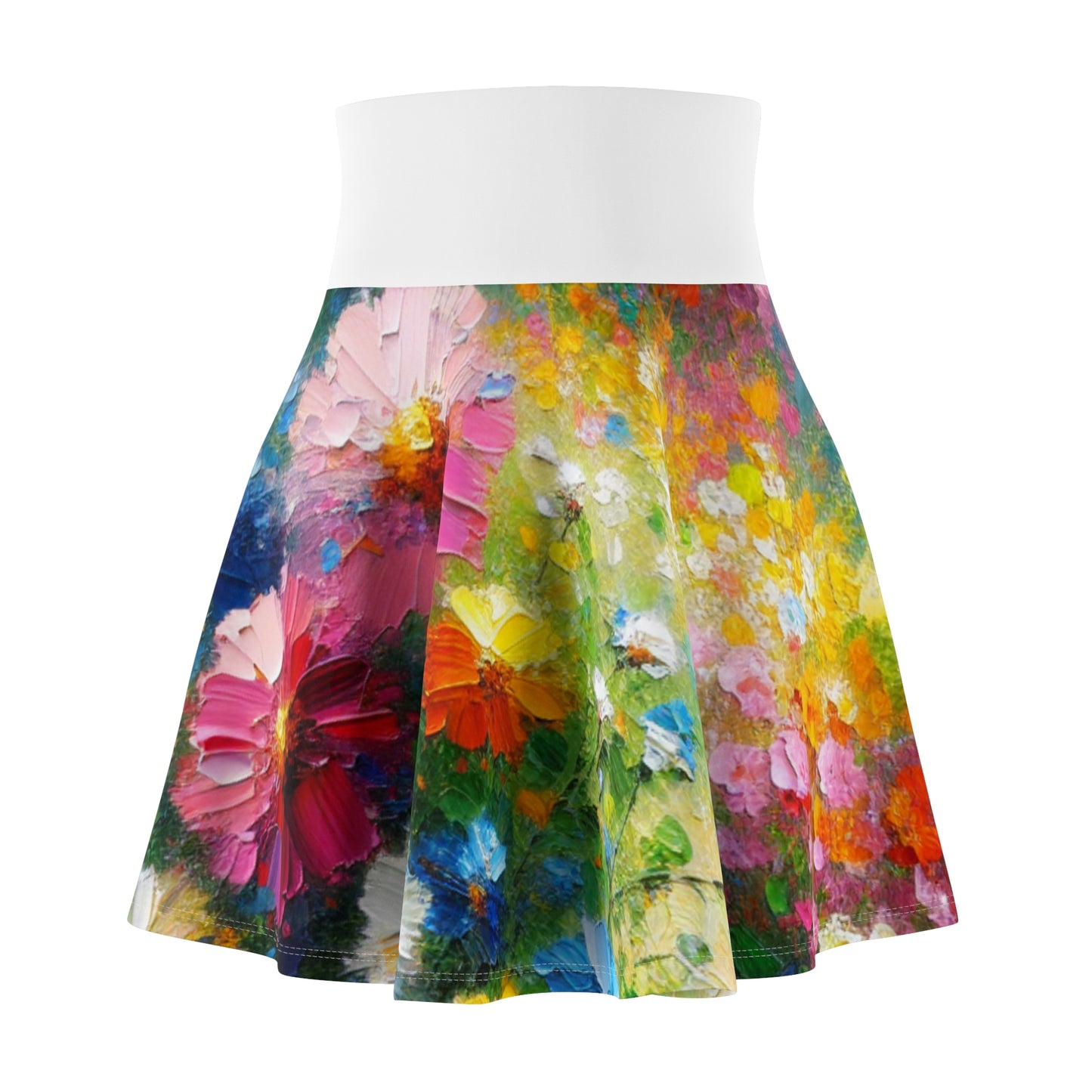 Vibrant Floral Print Skater Skirt - NestlyAura - Vibrant Floral Print Skater Skirt