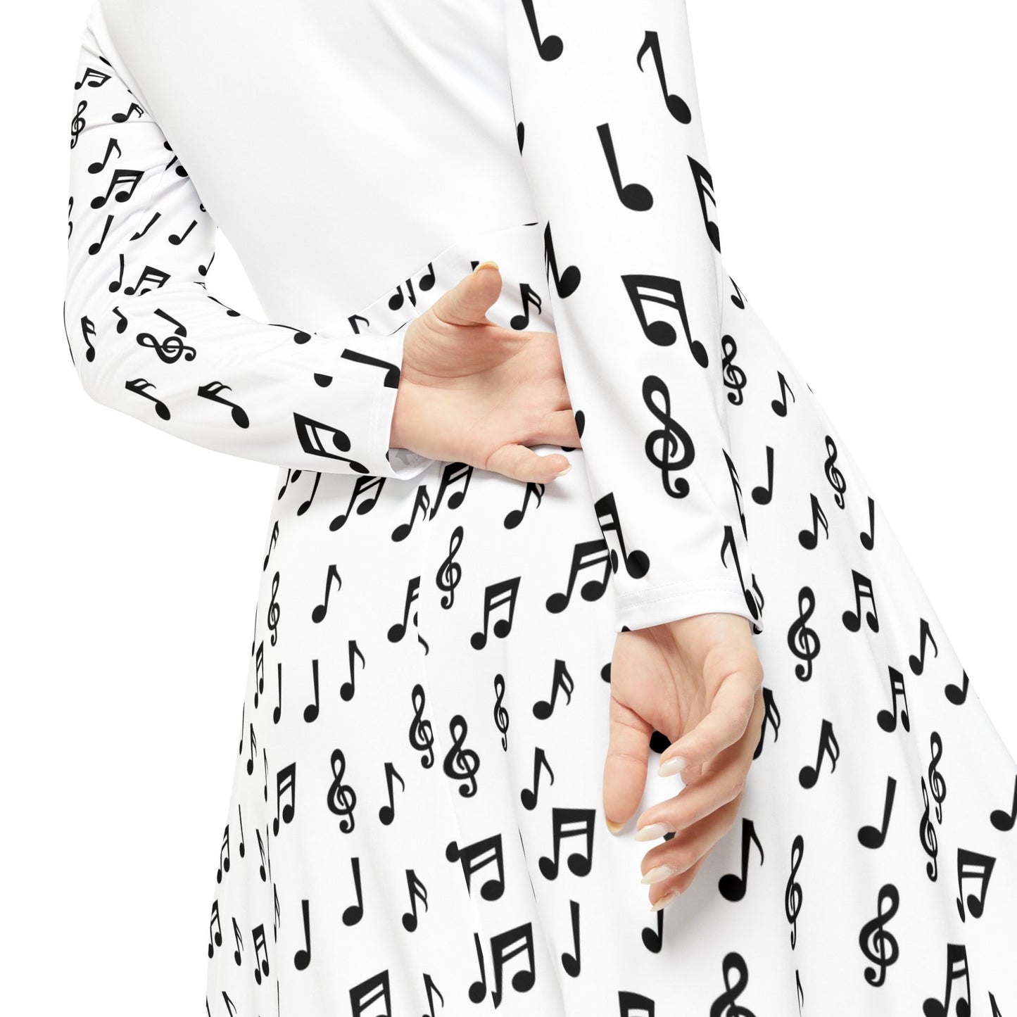 Musical Note Dance Dress, Long Sleeve Dancewear for Women, Ballet Costume, Performance Outfit, Dance Recital Attire