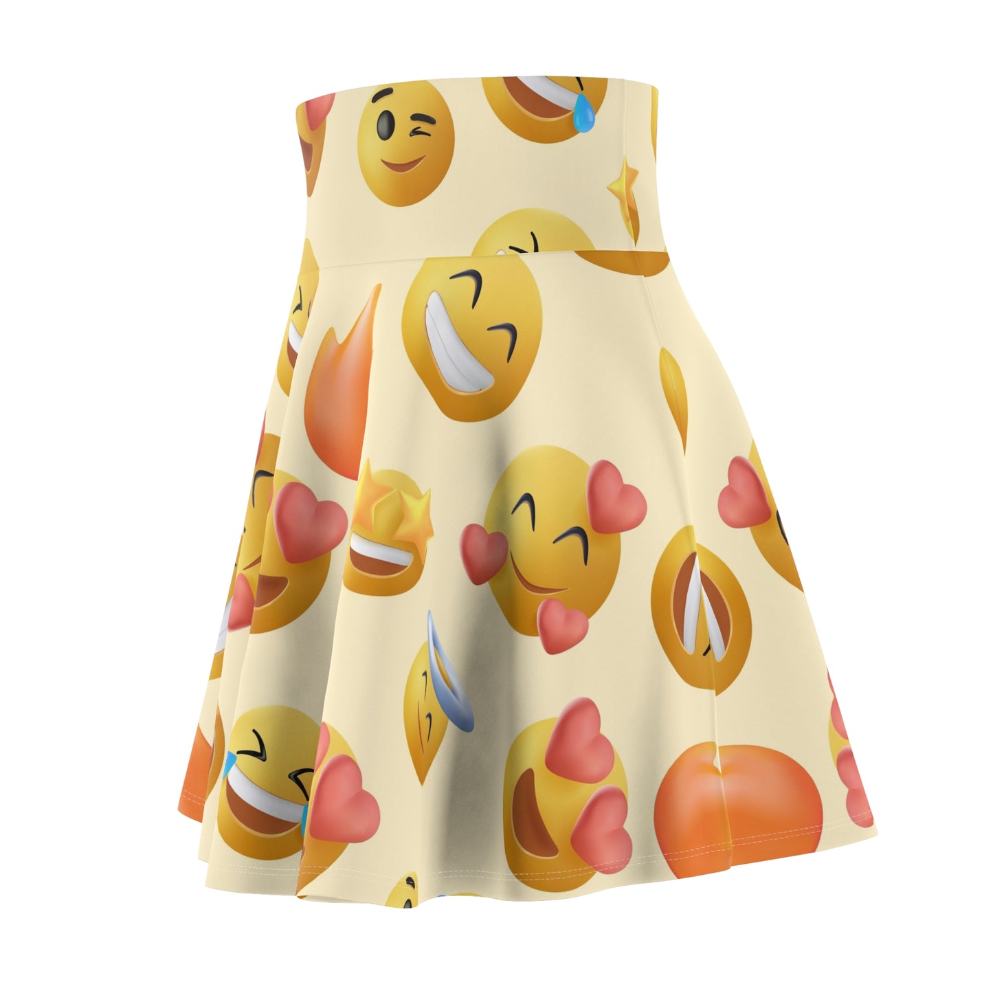Emoji Skater Skirt - Fun A-Line Mini Skirt with Playful Emoticon Graphic Print for Casual Women's Wear