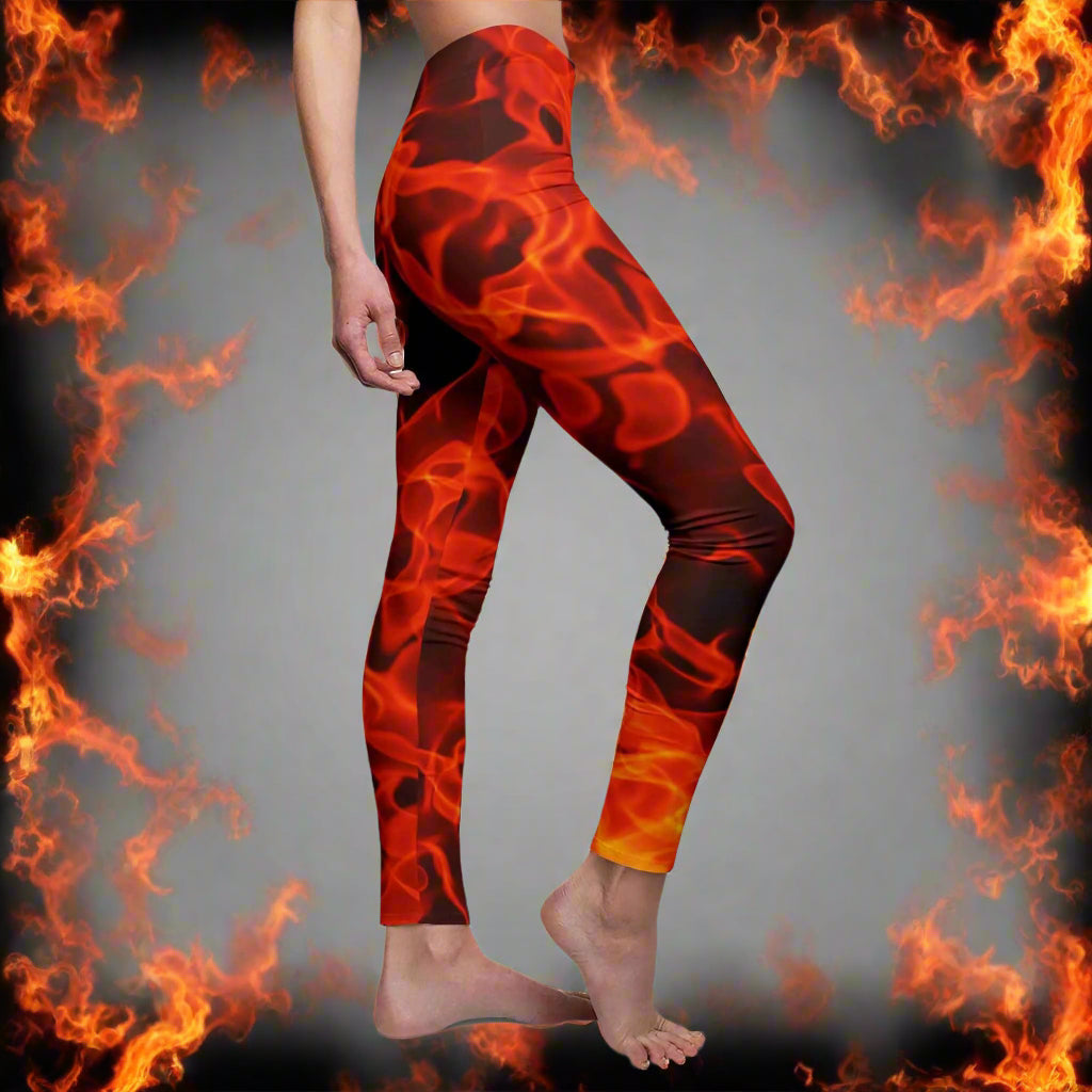 Flame Leggings - Trendy Flame Print Leggings for Stylish Looks
