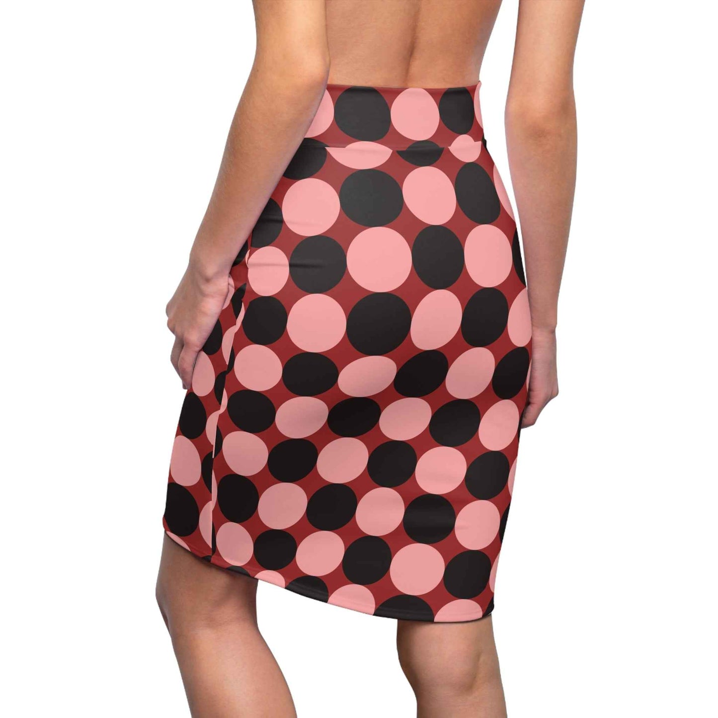 Polka Dot Pencil Skirt for Women, Trendy Black and White Midi Skirt for Elegant Office Wear
