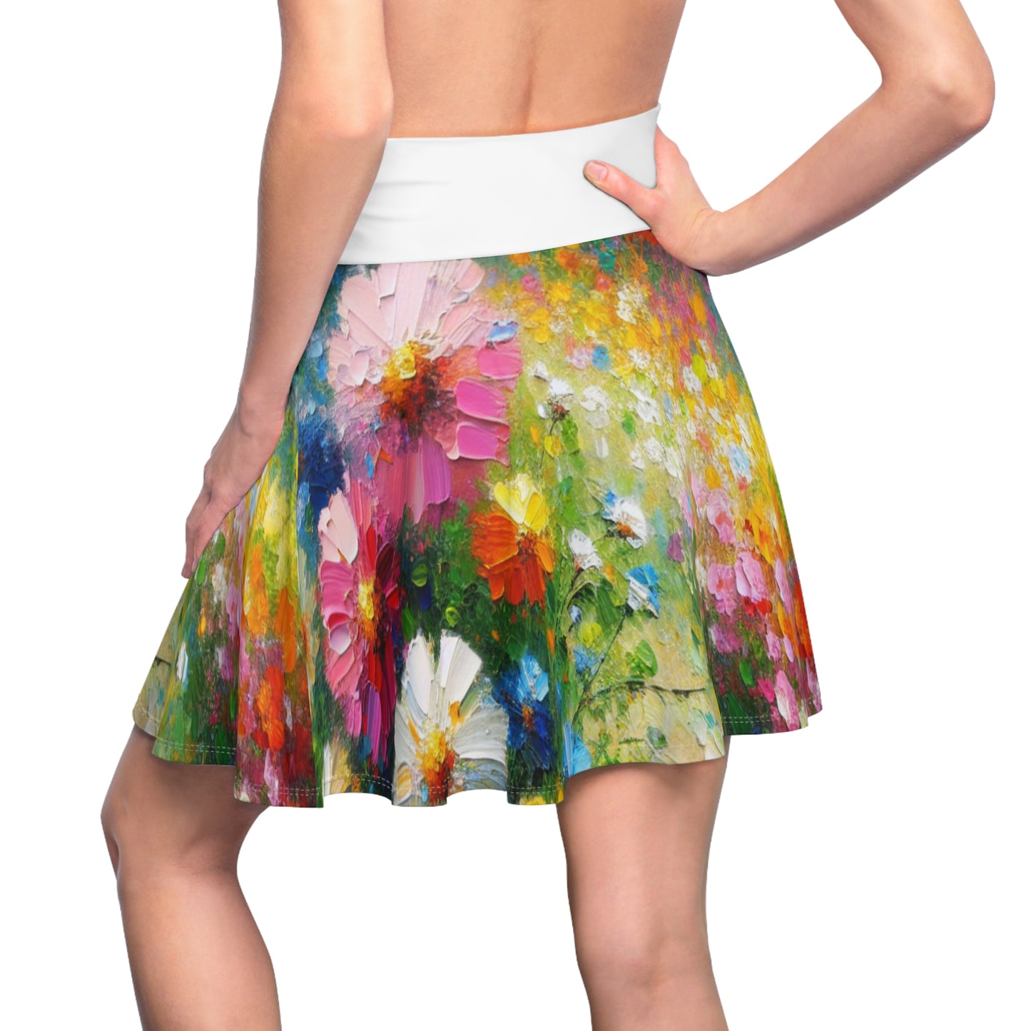 Vibrant Floral Print Skater Skirt - NestlyAura - Vibrant Floral Print Skater Skirt
