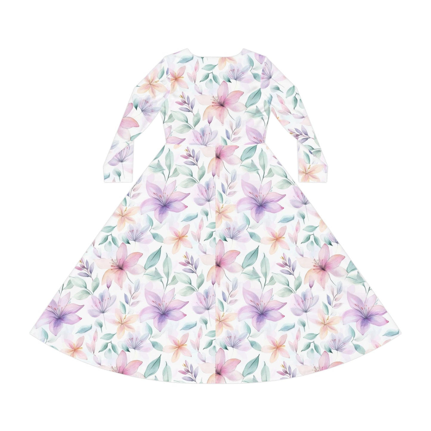 Pink Floral Dance Dress - Women's Long Sleeve Ballet Costume, Elegant Floral Dancewear for Recitals