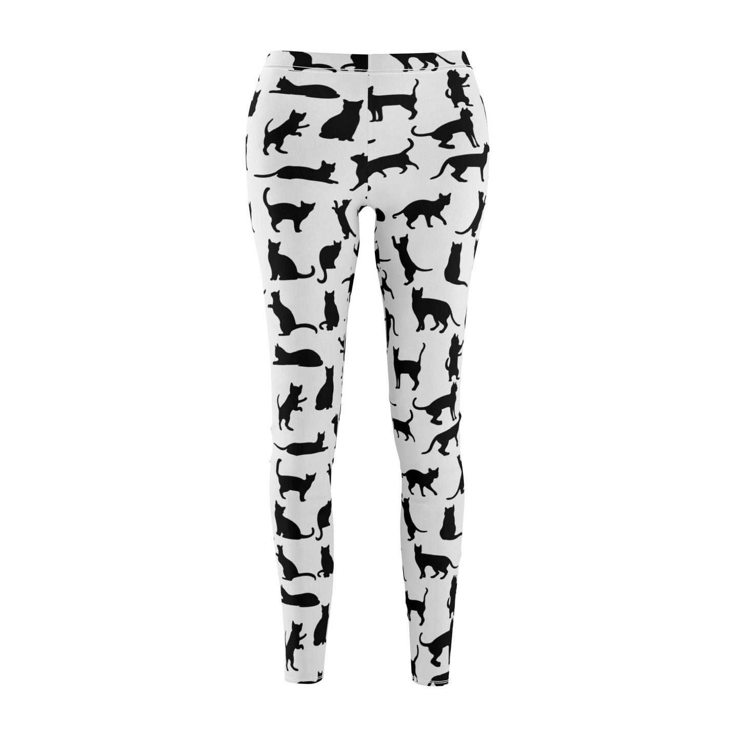 Cat Silhouette Leggings - Cute Animal Print Pants for Cat Lovers, Women's Stretchy Comfy Lounge Wear and Casual Bottoms