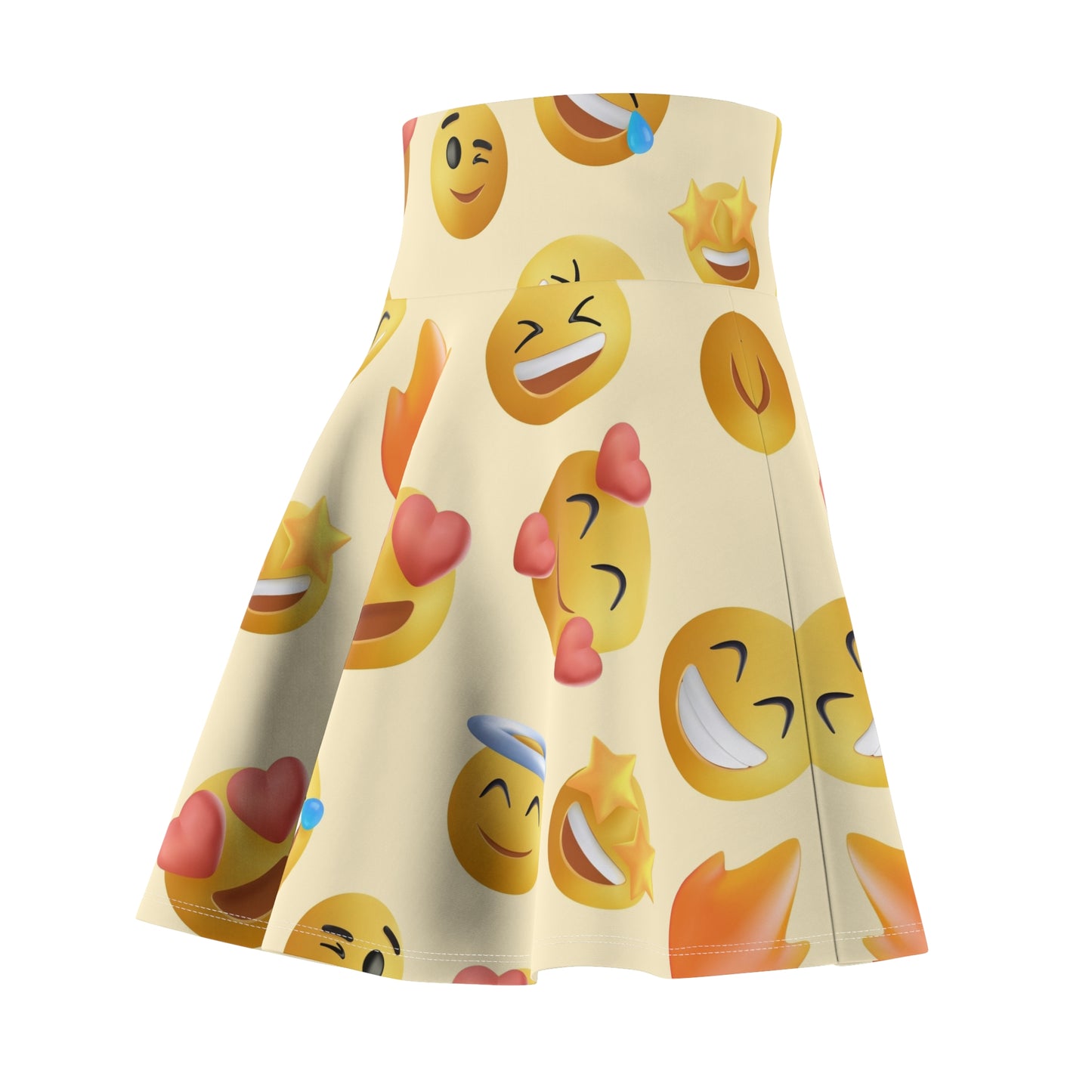 Emoji Skater Skirt - Fun A-Line Mini Skirt with Playful Emoticon Graphic Print for Casual Women's Wear