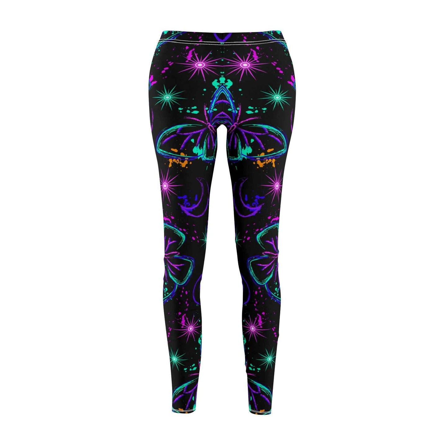 Butterfly Print Leggings for Women, Mid-rise Yoga Pants, Colorful Casual Stretch Tights