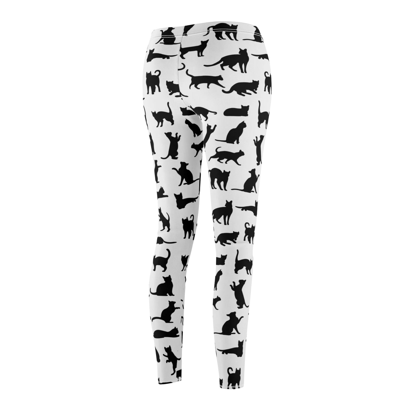 Cat Silhouette Leggings - Cute Animal Print Pants for Cat Lovers, Women's Stretchy Comfy Lounge Wear and Casual Bottoms