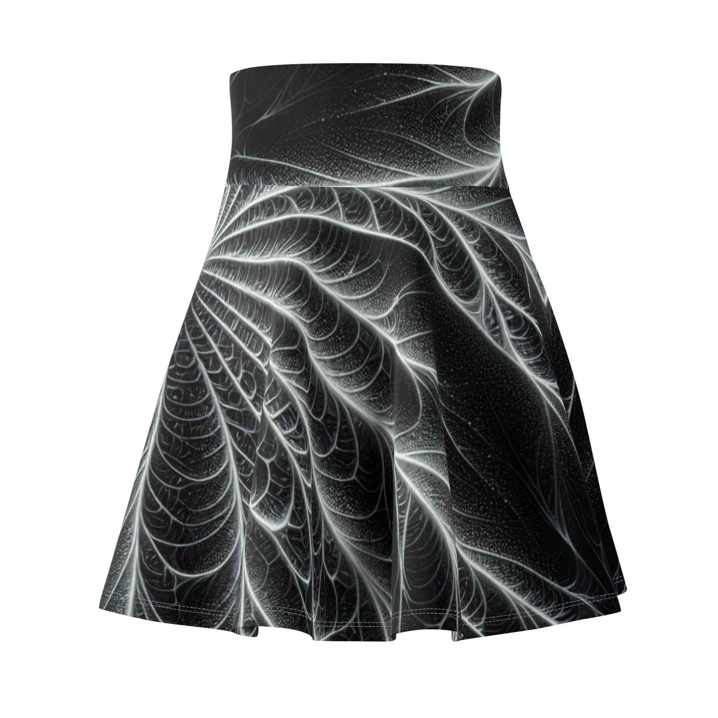 Black Spider Web Skater Skirt with Fractal Design