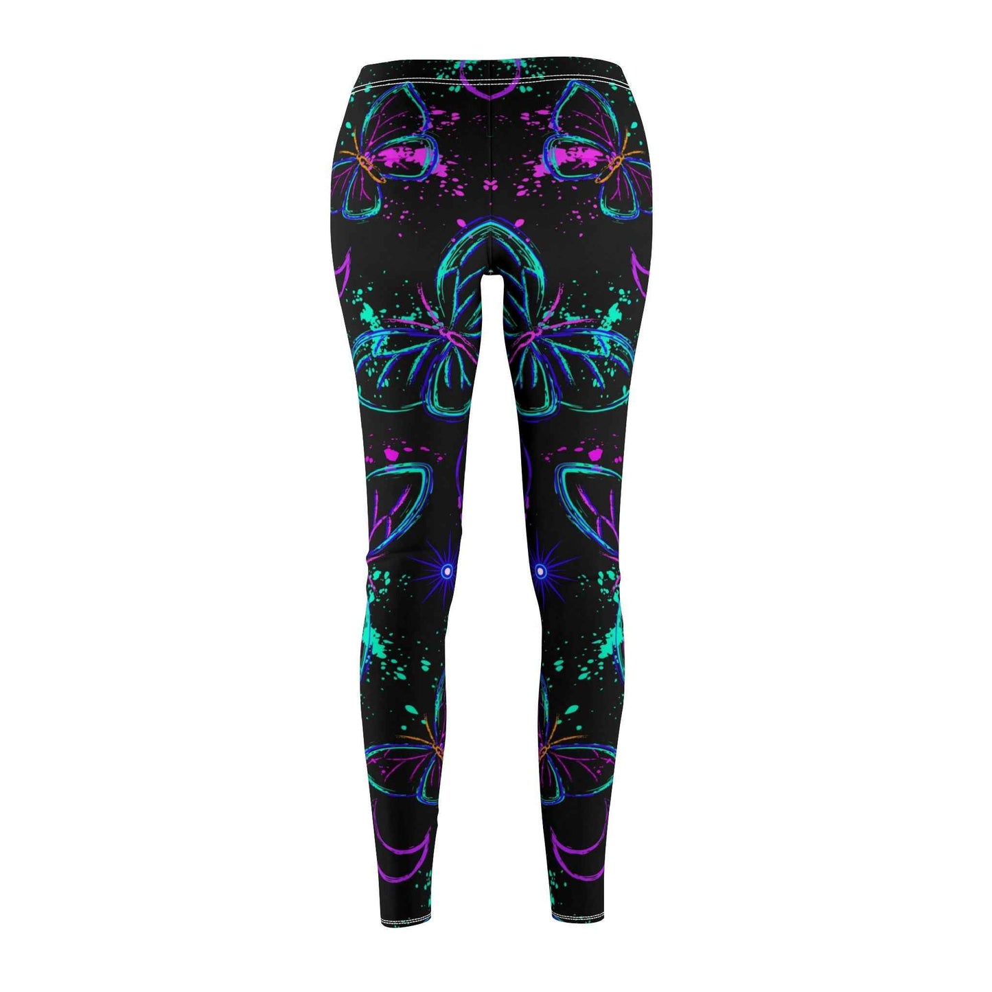 Butterfly Print Leggings for Women, Mid-rise Yoga Pants, Colorful Casual Stretch Tights