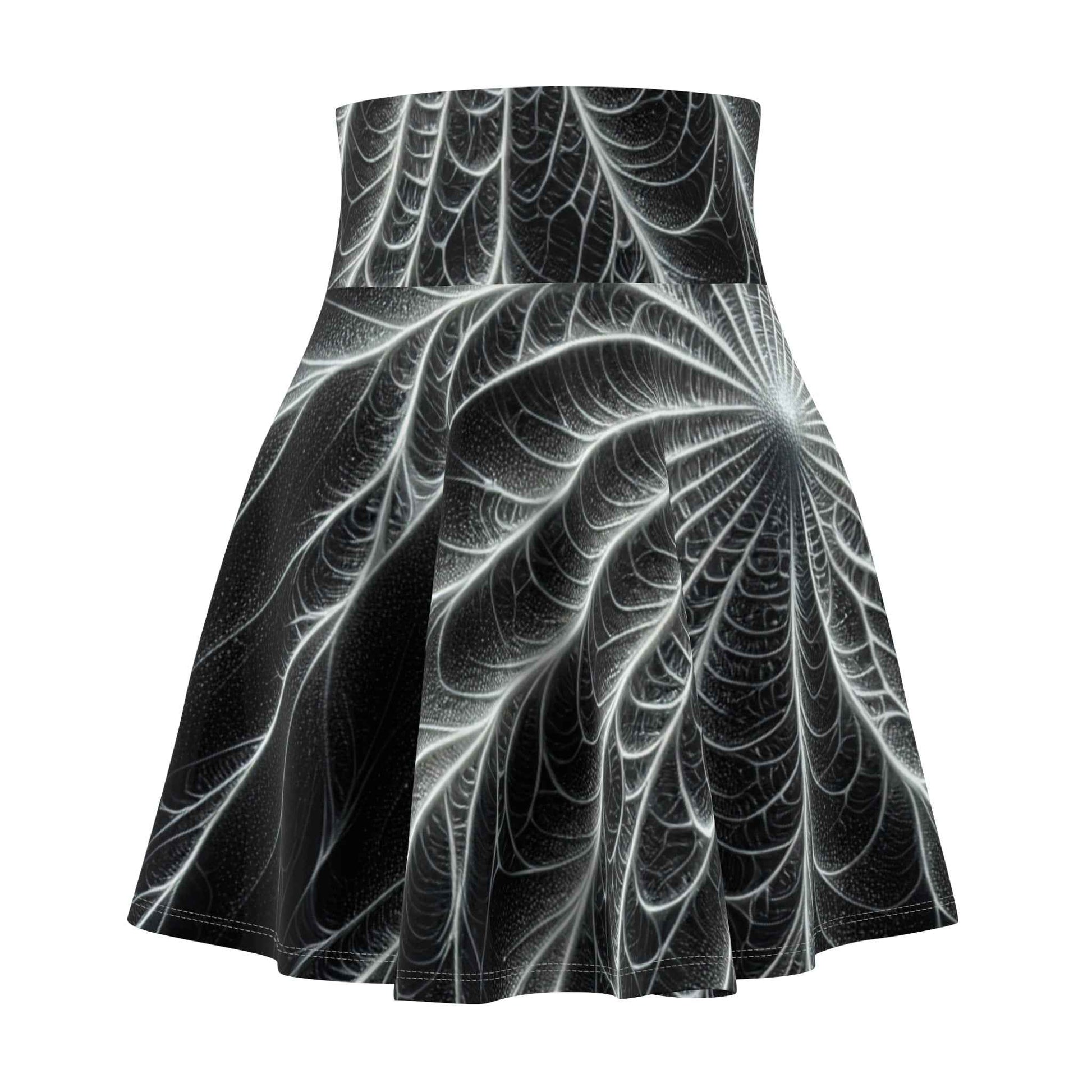 Black Spider Web Skater Skirt with Fractal Design