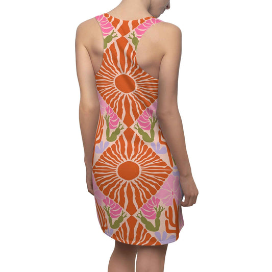 Boho Chic Sundress - Women's Sleeveless Racerback Dress, Floral Print Summer Beachwear
