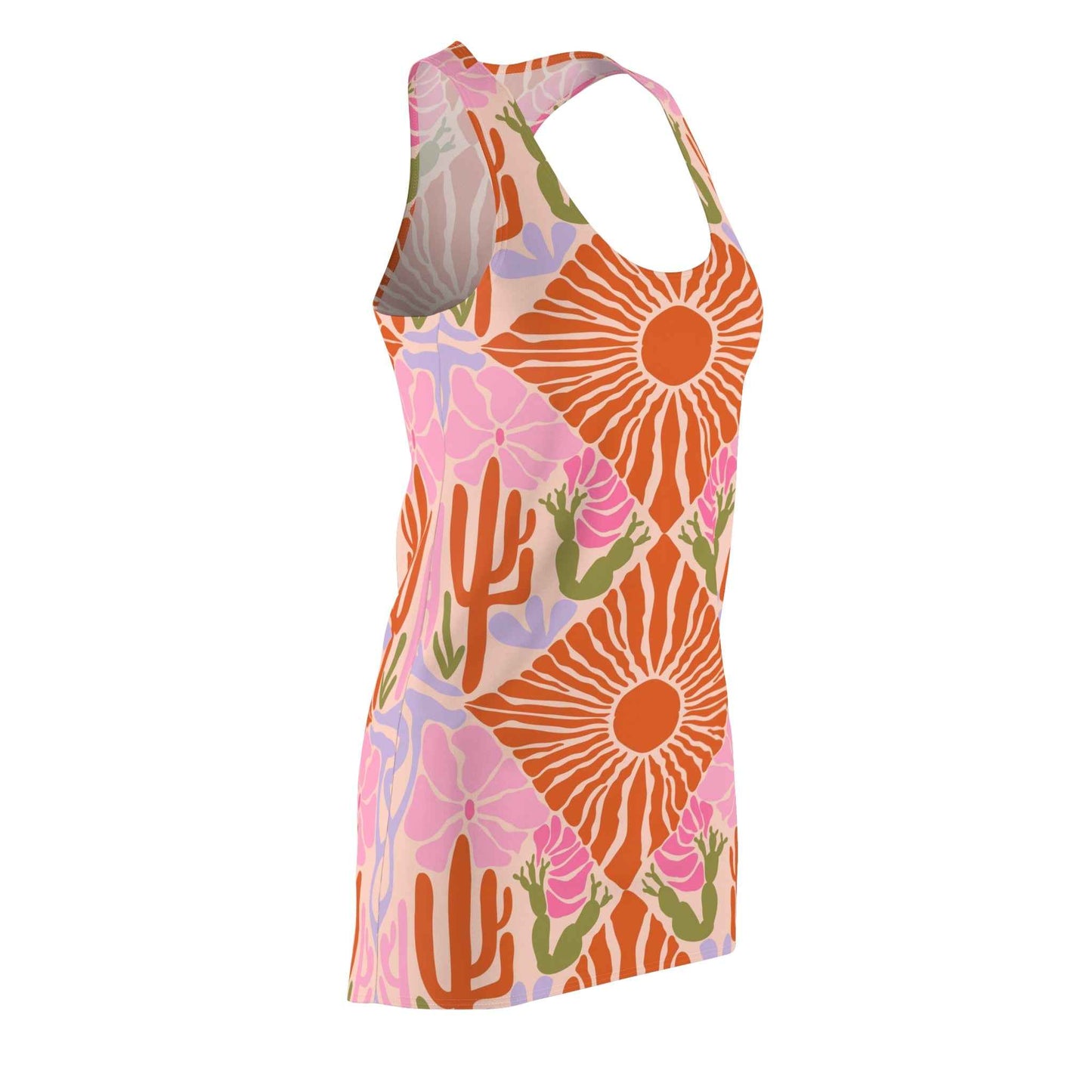 Boho Chic Sundress - Women's Sleeveless Racerback Dress, Floral Print Summer Beachwear