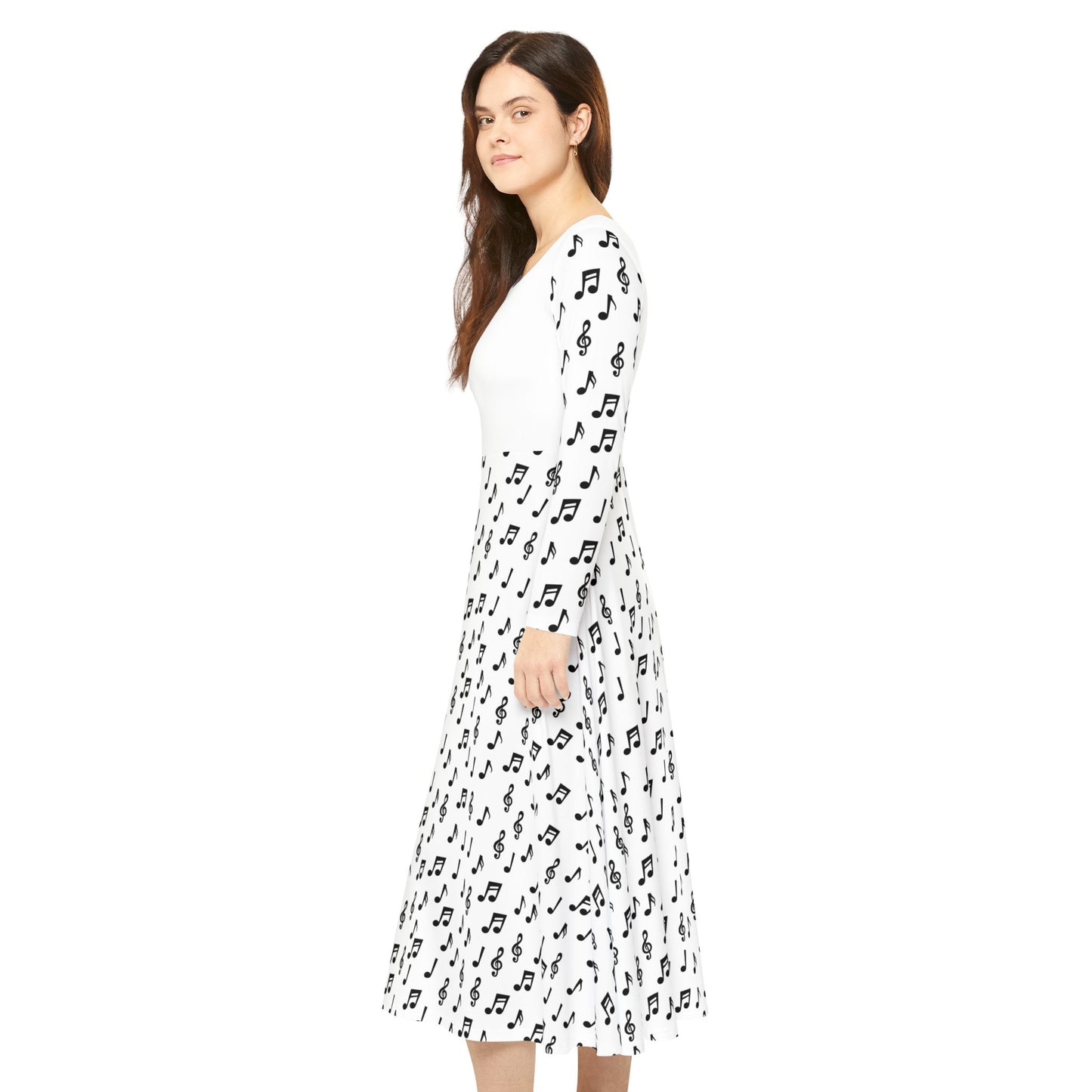 Musical Note Dance Dress, Long Sleeve Dancewear for Women, Ballet Costume, Performance Outfit, Dance Recital Attire