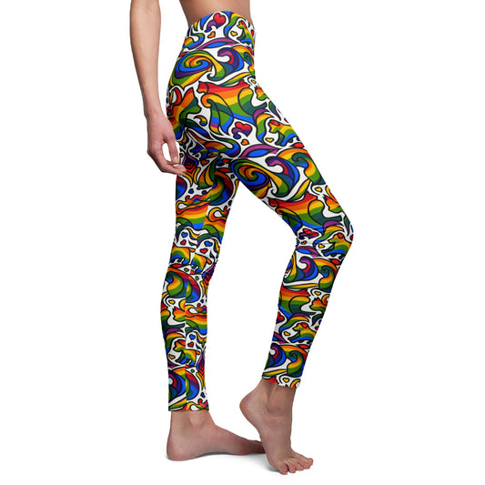Colorful Yoga Gym Leggings Cats & Dogs pattern
