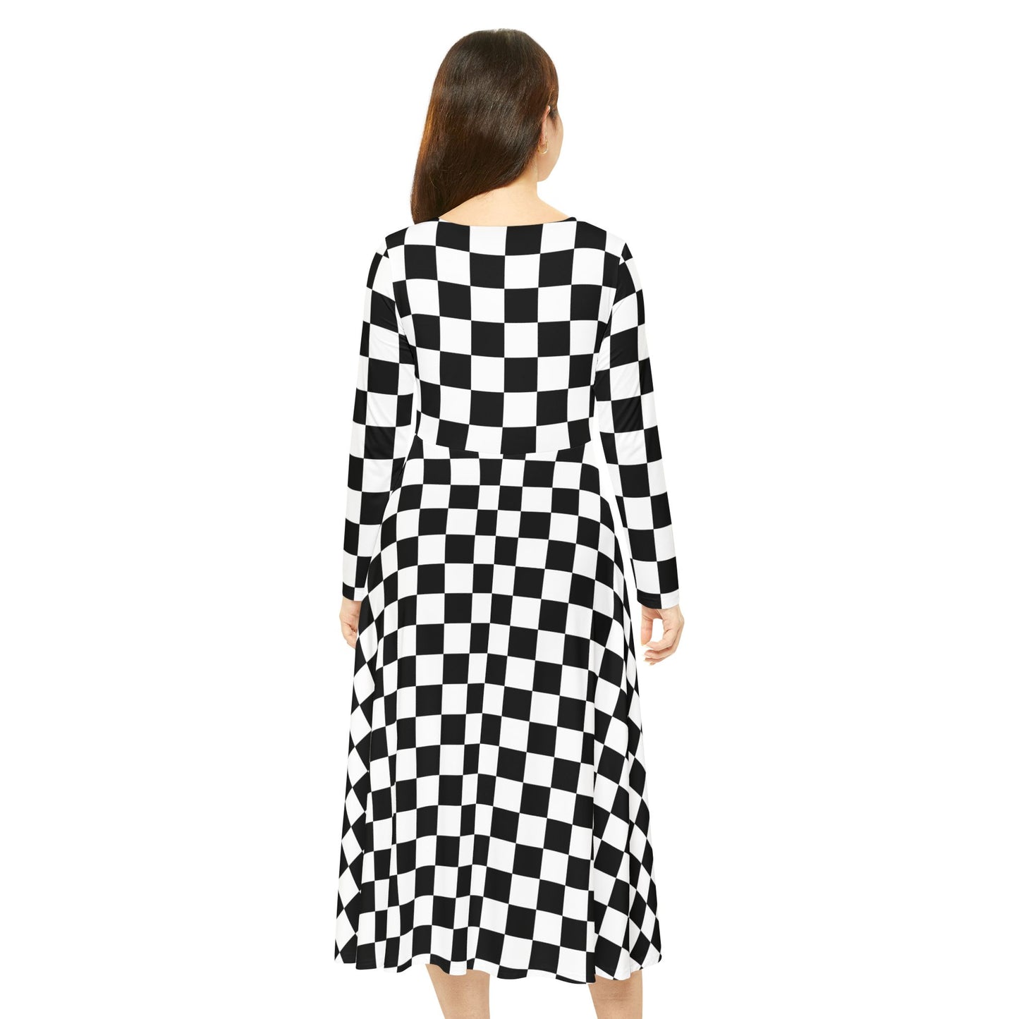 Dance Dress, Checkerboard Dress, Elegant Dress, Women's Dress, Long Sleeve Dress, Chic Dress, Special Occasion Dress, Evening Dress,