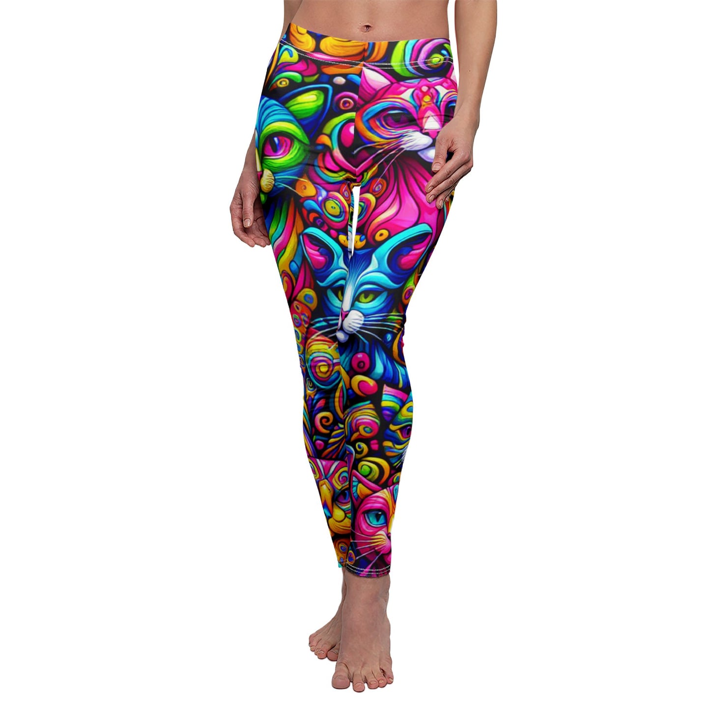 Colorful Cat Print Leggings - NestlyAura - Colorful Cat Print Leggings