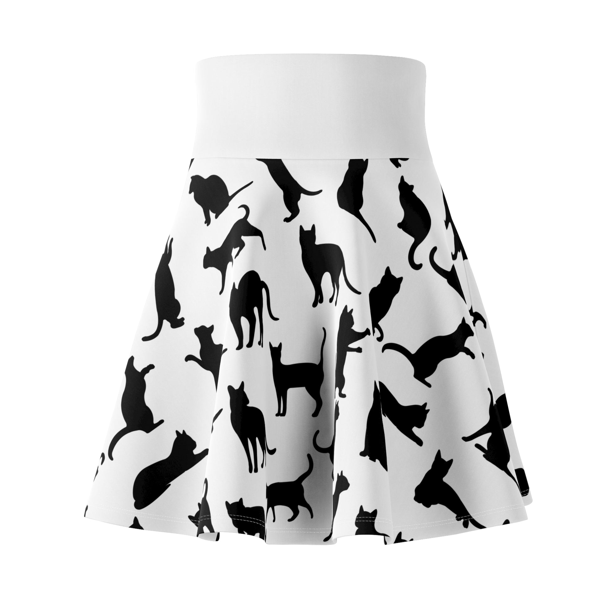 Skater Skirt - Black and White Cat - NestlyAura - Skater Skirt - Black and White Cat