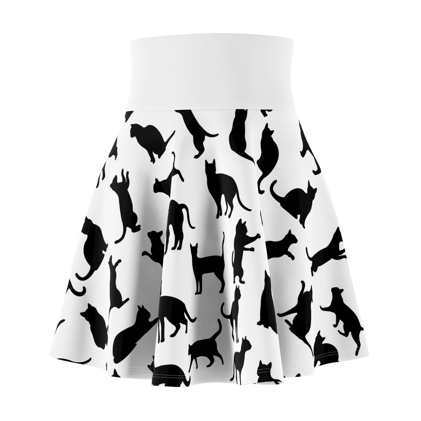 Skater Skirt - Black and White Cat - NestlyAura - Skater Skirt - Black and White Cat