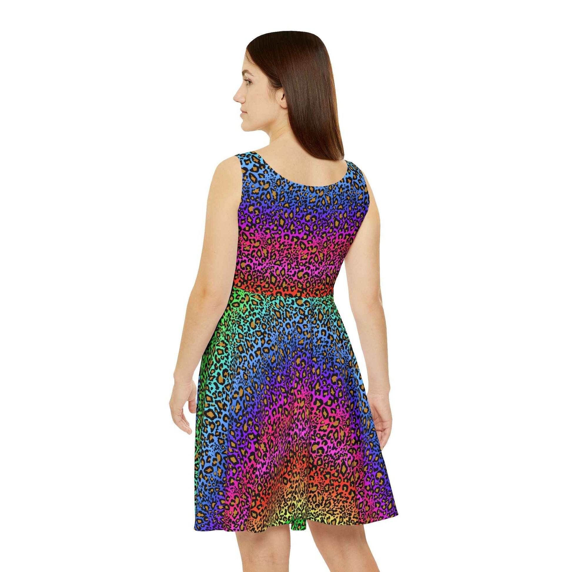 Rainbow Leopard Dress - Stylish Skater Dress for Fashionable Looks