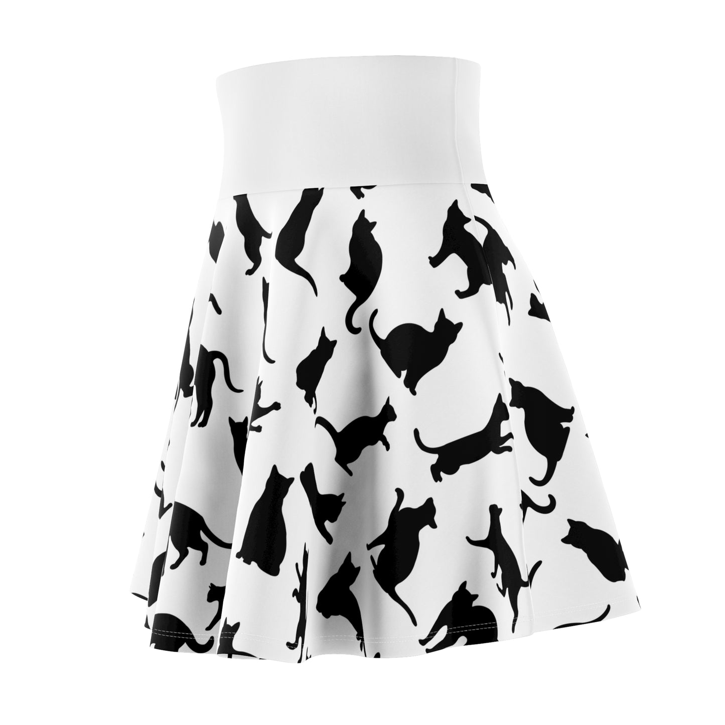 Skater Skirt - Black and White Cat - NestlyAura - Skater Skirt - Black and White Cat