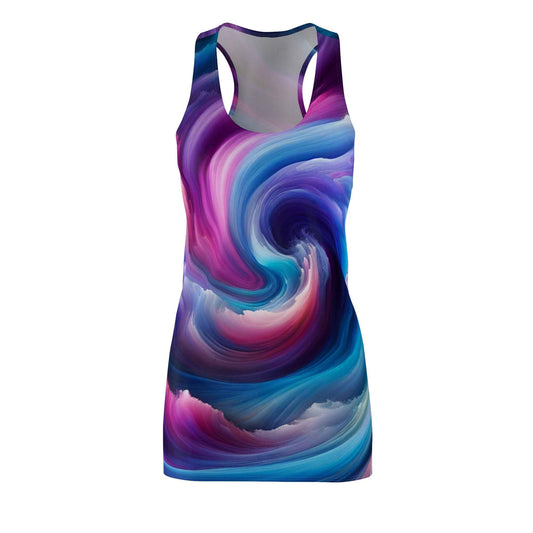 Whimsical Swirl Dress - Stylish Racerback Design