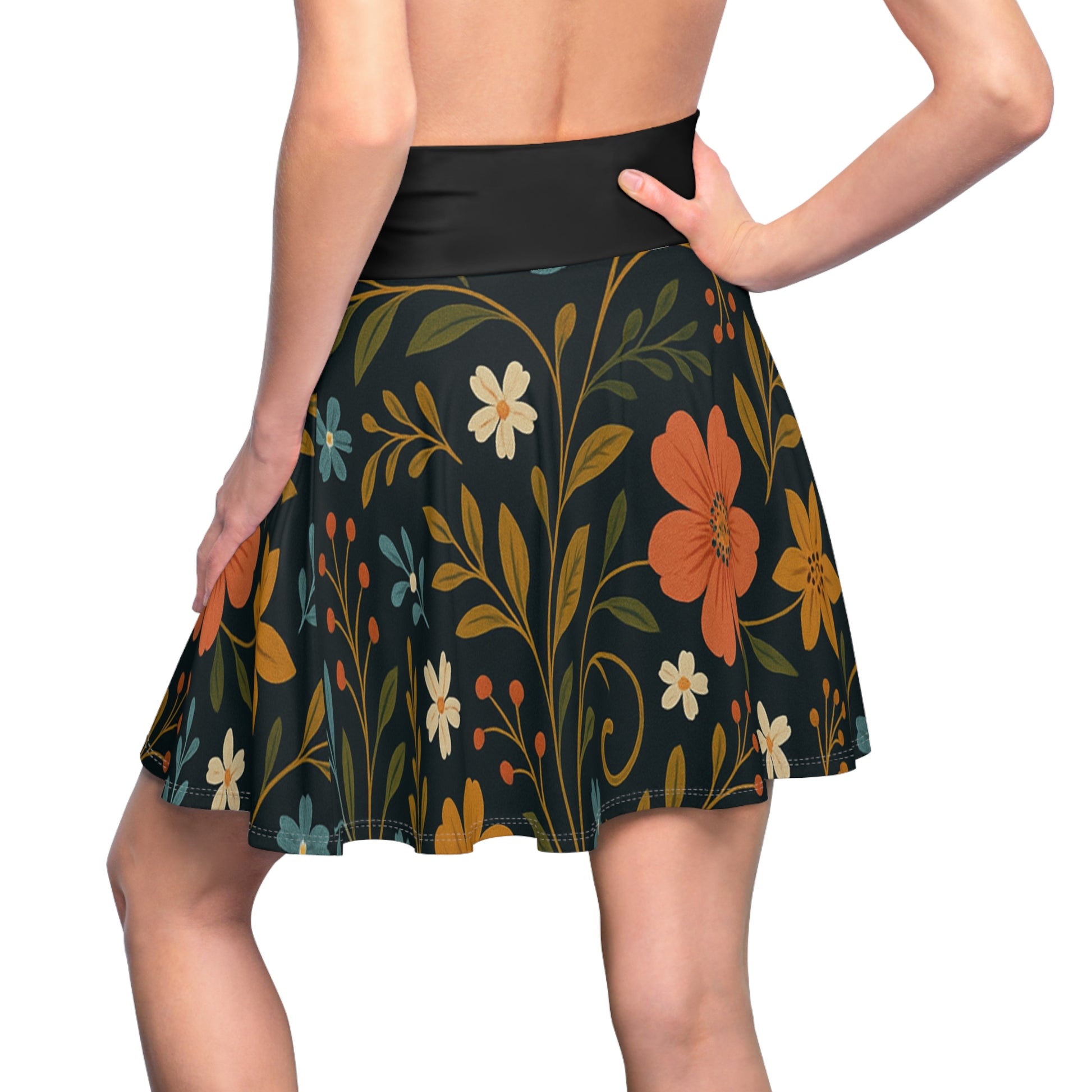 Boho Floral Skater Skirt - NestlyAura - Boho Floral Skater Skirt