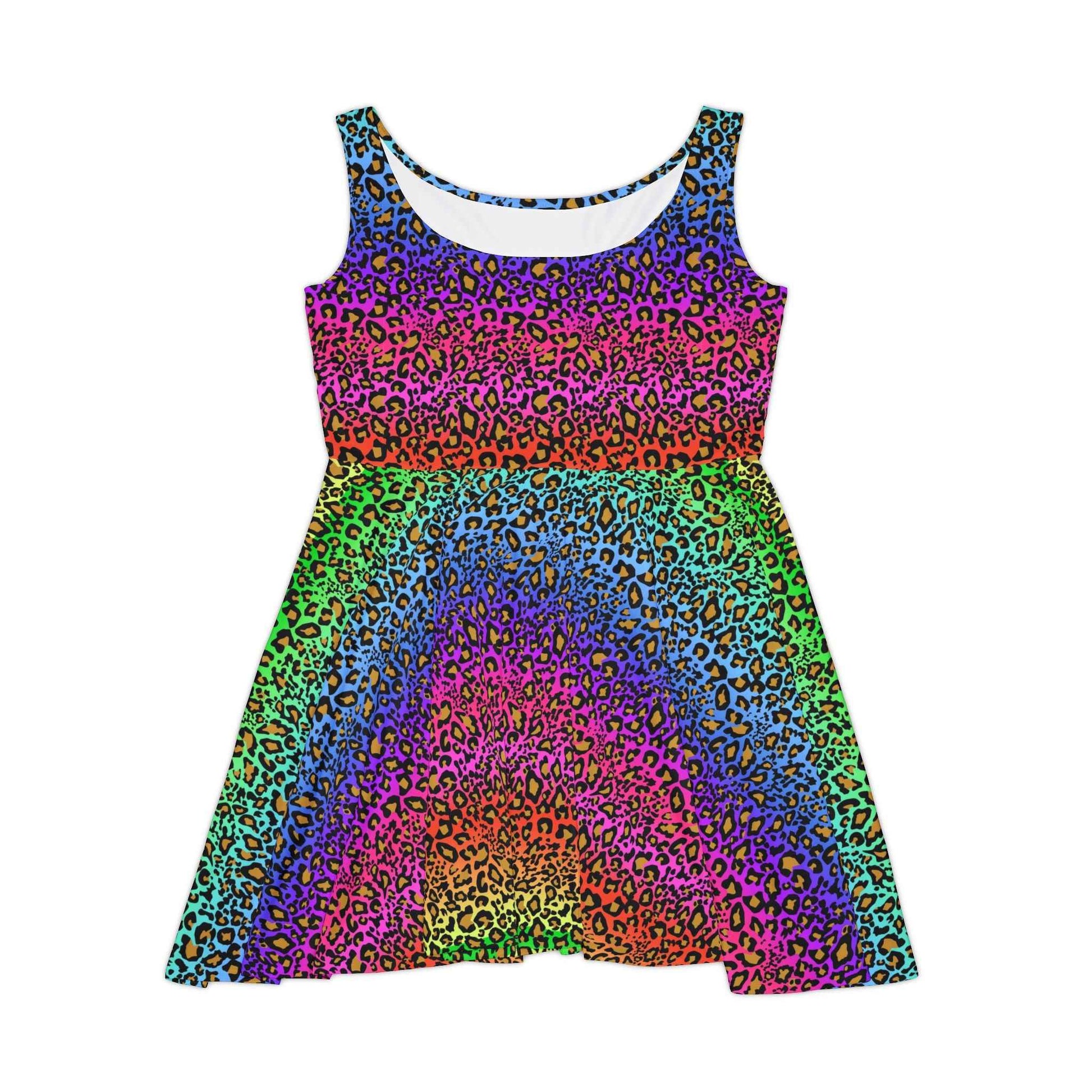 Rainbow Leopard Dress - Stylish Skater Dress for Fashionable Looks