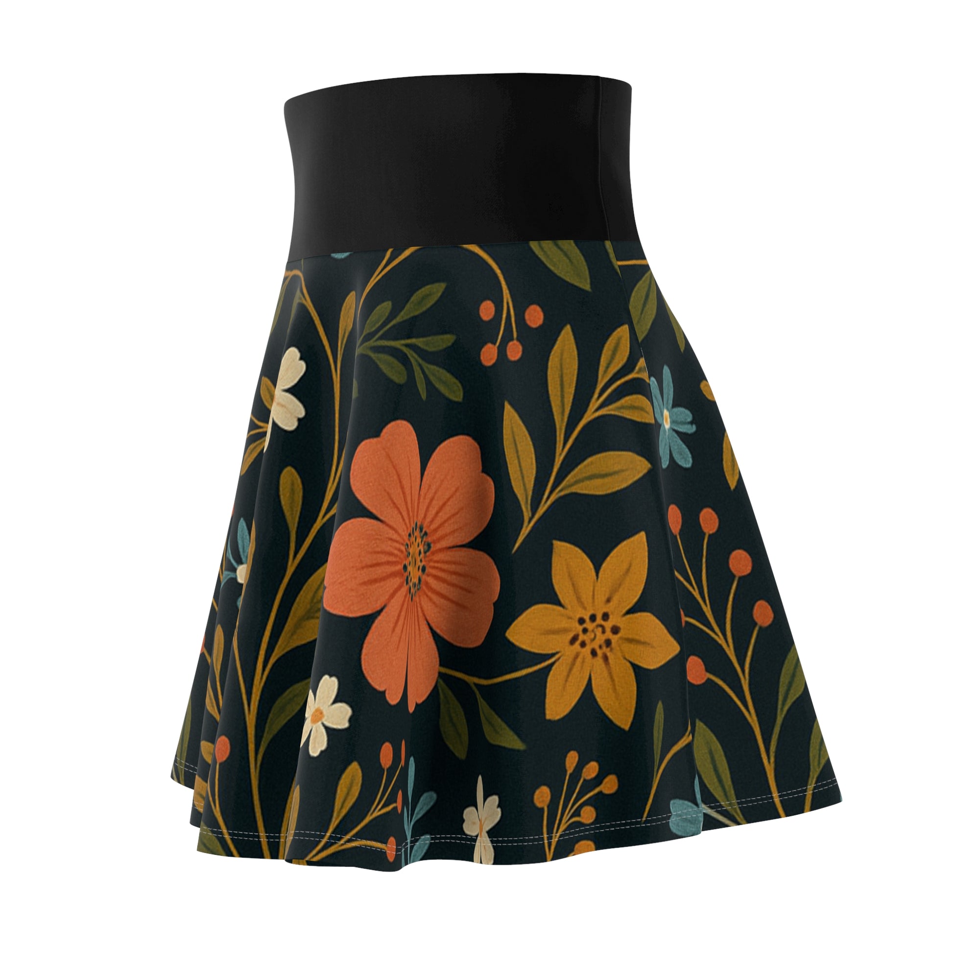 Boho Floral Skater Skirt - NestlyAura - Boho Floral Skater Skirt