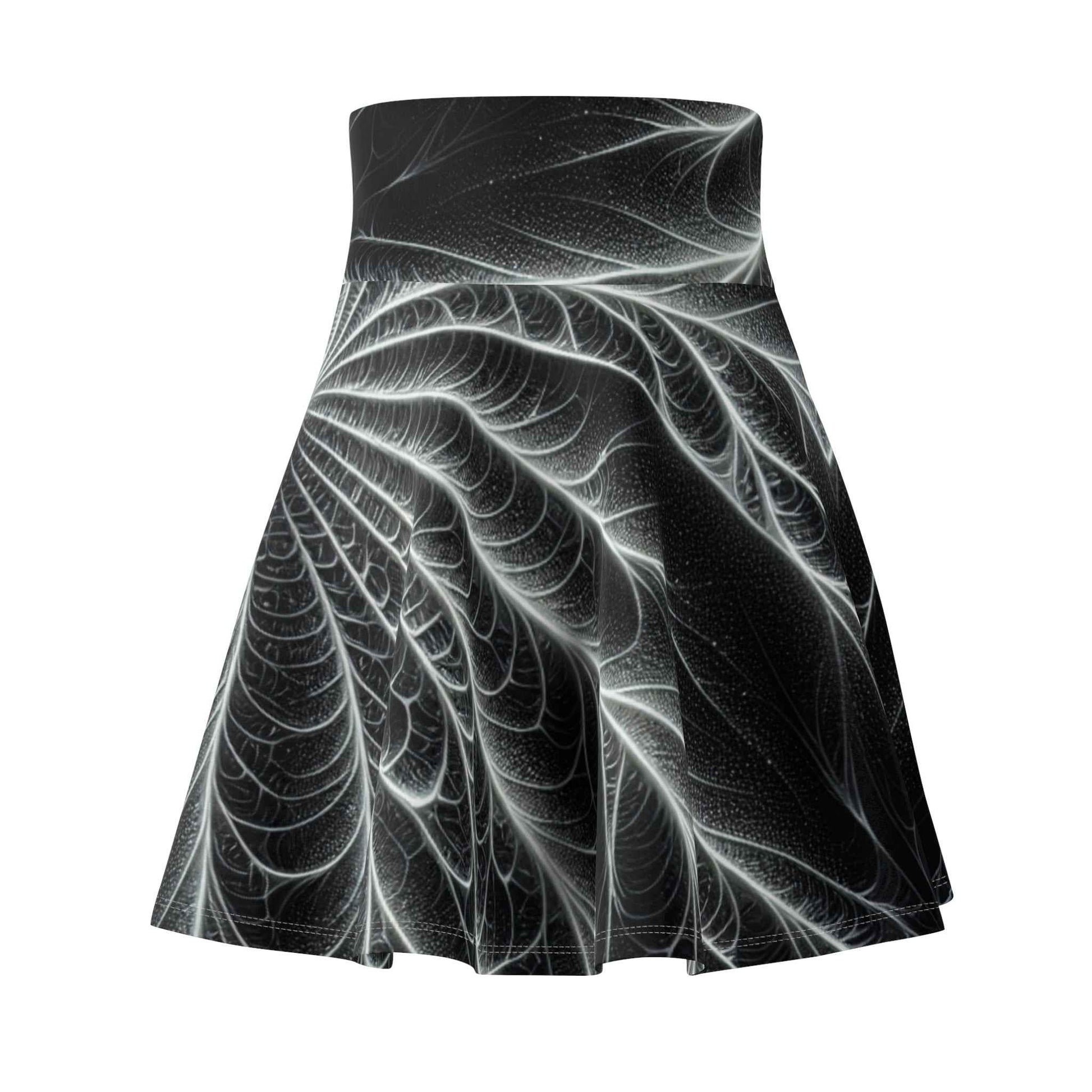 Black Spider Web Skater Skirt with Fractal Design
