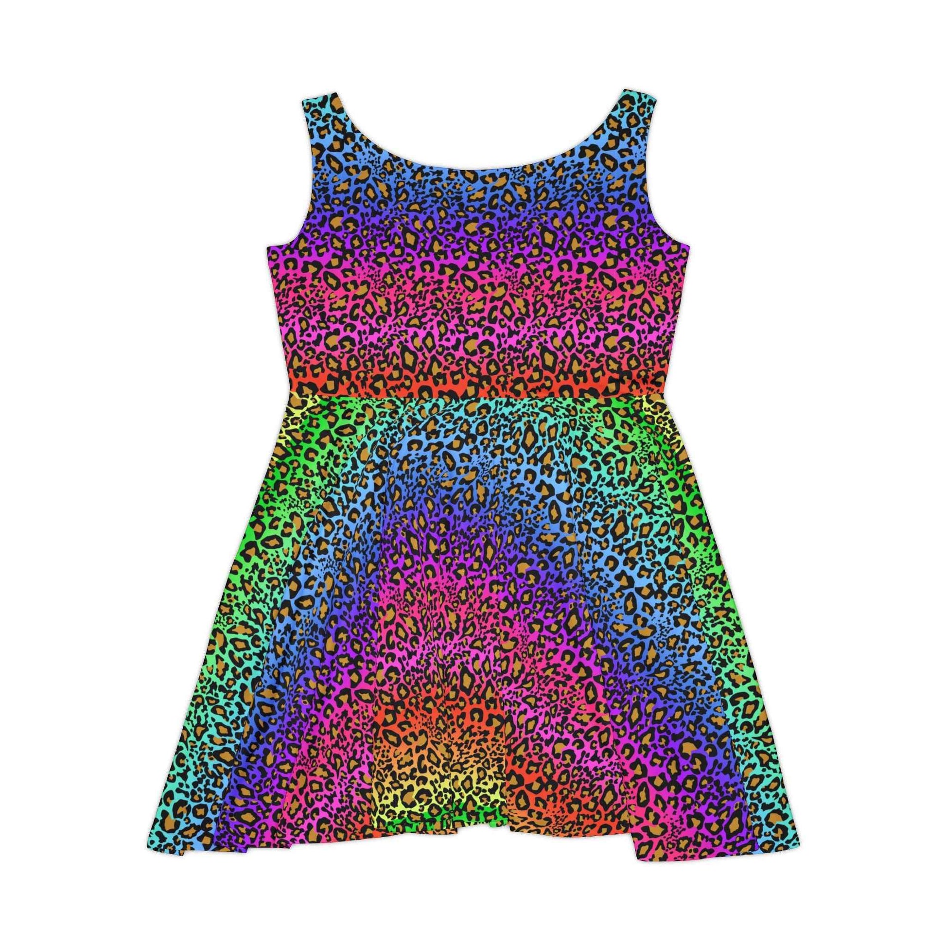 Rainbow Leopard Dress - Stylish Skater Dress for Fashionable Looks